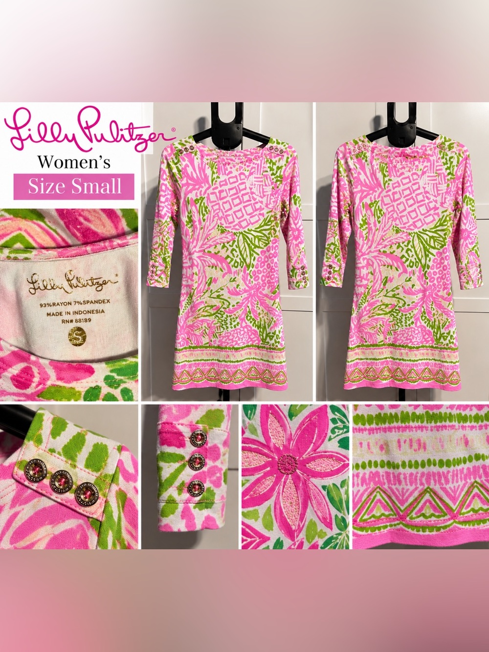 Lilly Pulitzer Pink Sunset Home Slice Sophie Dress Size Small